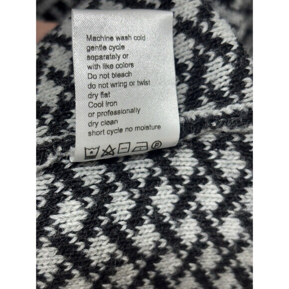 Giovanna Tricot Made Italy Black Houndstooth Long Knit Cardigan-Pockets Wool S - Picture 12 of 12